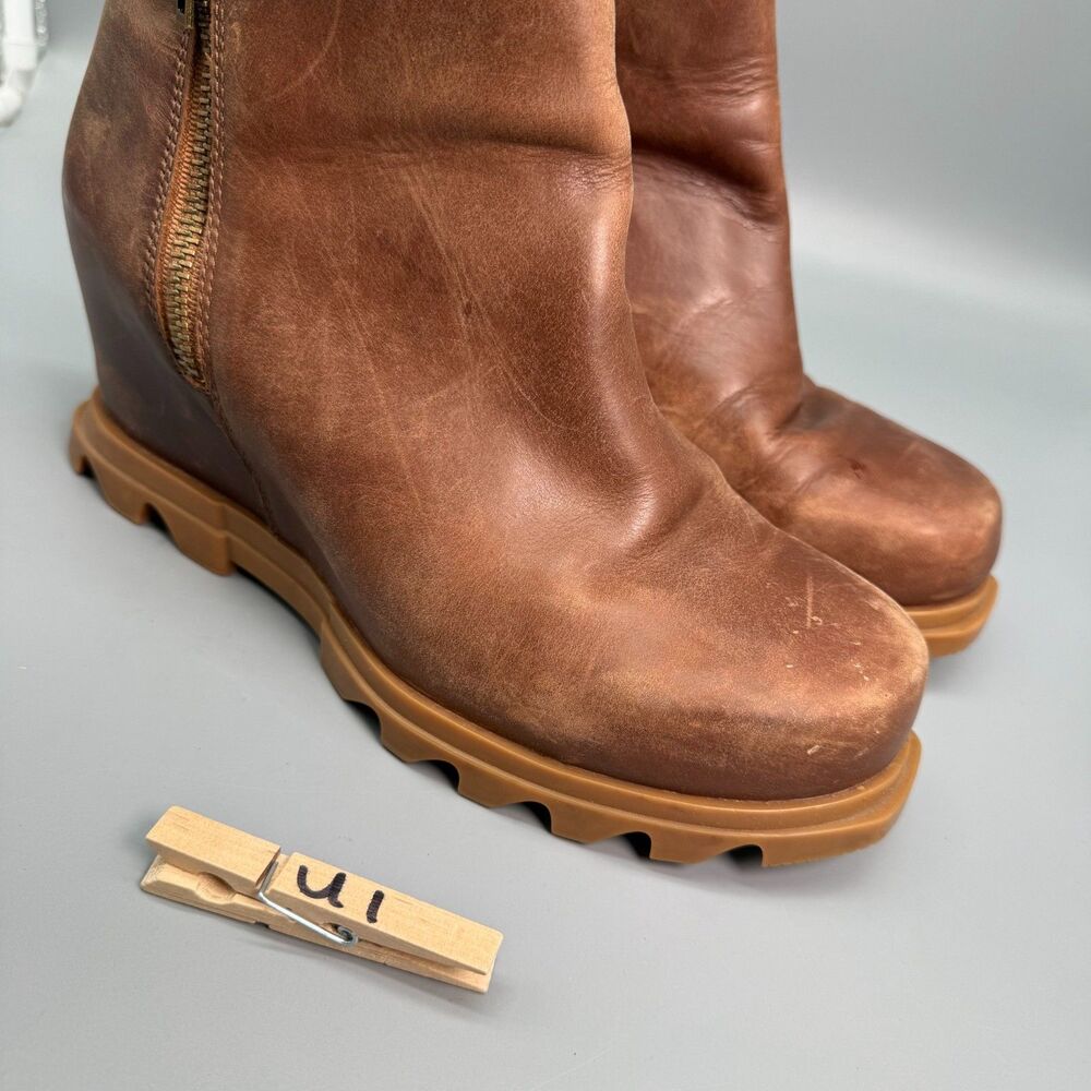 Sorel Joan Arctic Wedge III Chelsea Boots Women's 9 Brown Leather Round Toe Shoe - Picture 10 of 10